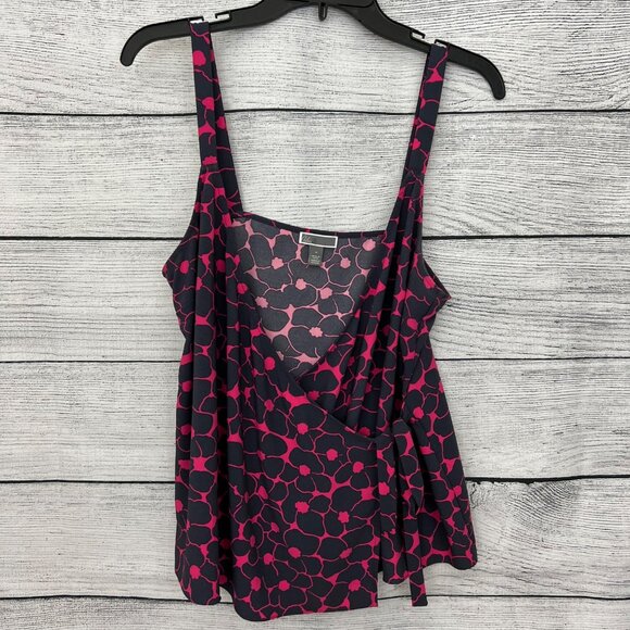 Chelsea 28 Sleeveless Floral Tank Top With Wrap Front & Tie Detail, Size M - Picture 1 of 3